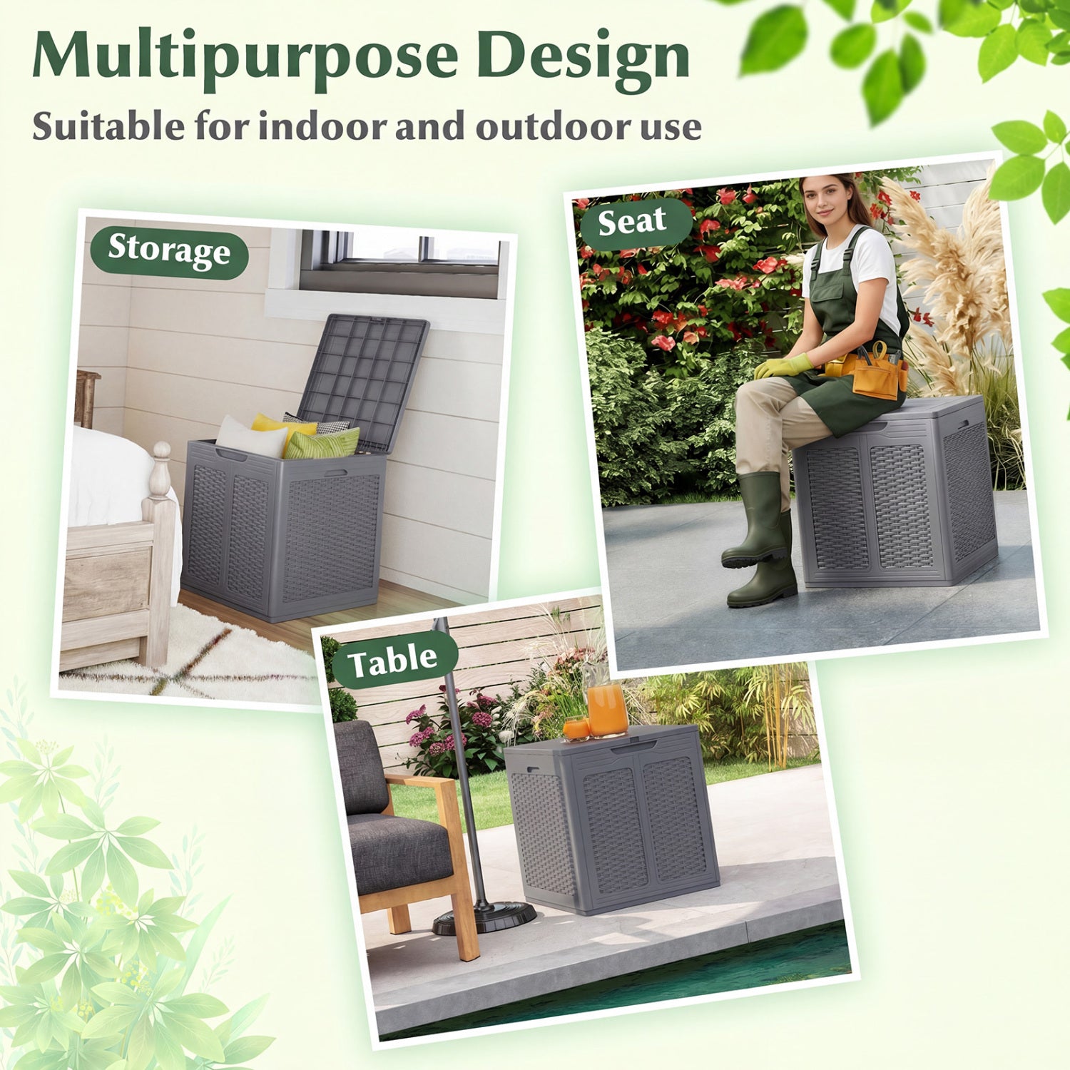 39 Gallon Deck Box with Lockable Lid Package Delivery Box for Patio Furniture Cushions-Gray