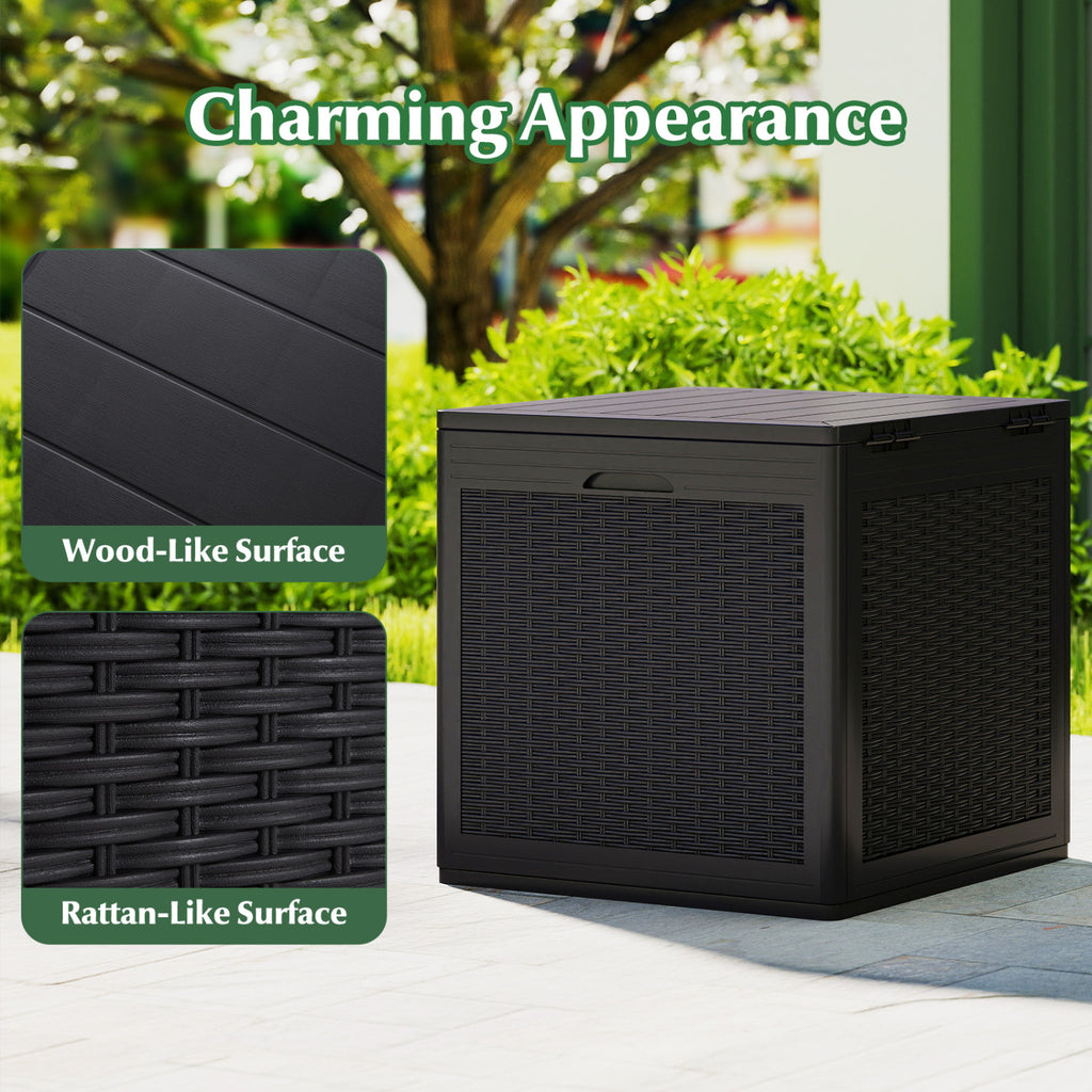 39 Gallon Deck Box with Lockable Lid Package Delivery Box for Patio Furniture Cushions-Brown