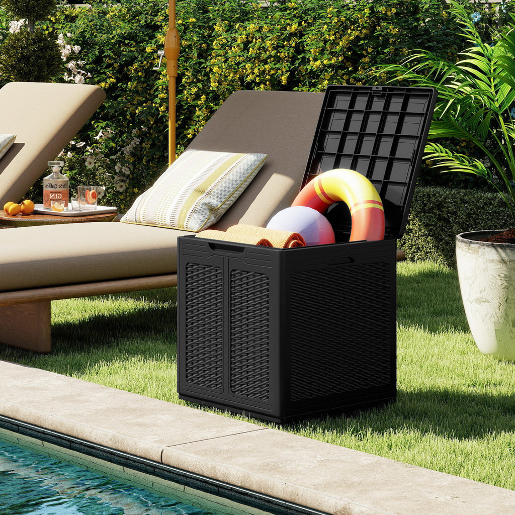 39 Gallon Deck Box with Lockable Lid Package Delivery Box for Patio Furniture Cushions-Black
