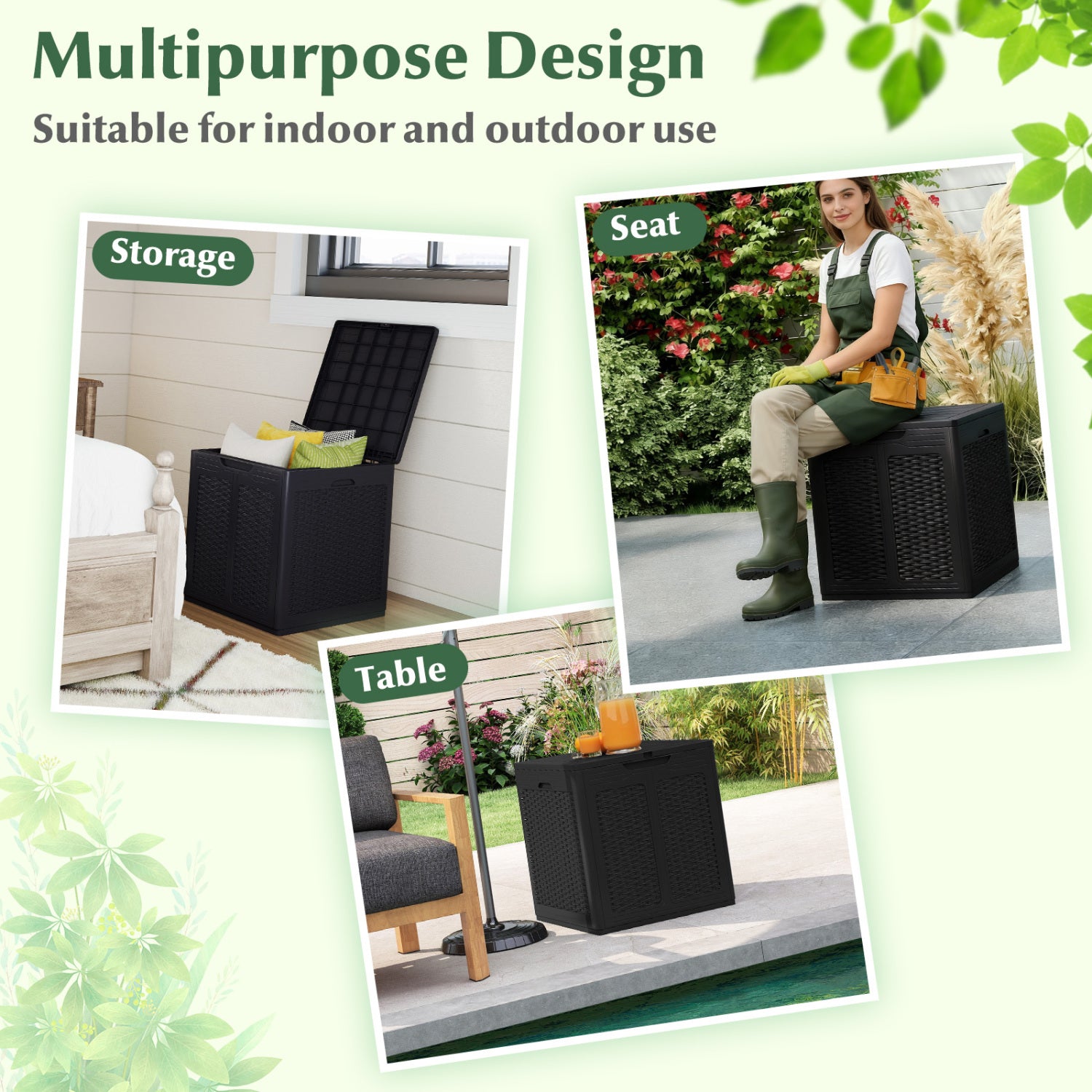 39 Gallon Deck Box with Lockable Lid Package Delivery Box for Patio Furniture Cushions-Black