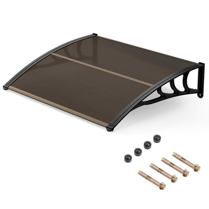 39 x 30 Inch Outdoor Front Door Window Awning Door Canopy Exterior-Brown