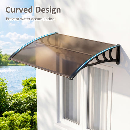 39 x 30 Inch Outdoor Front Door Window Awning Door Canopy Exterior-Brown