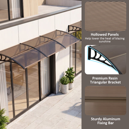 39 x 30 Inch Outdoor Front Door Window Awning Door Canopy Exterior-Brown