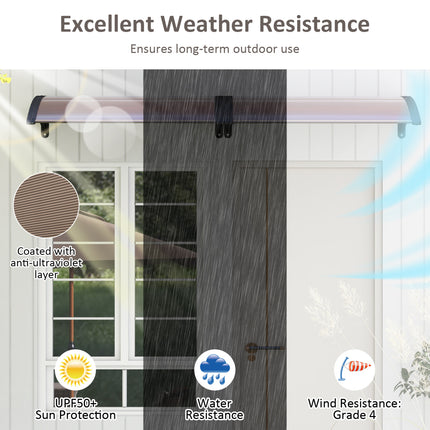 39 x 30 Inch Outdoor Front Door Window Awning Door Canopy Exterior-Brown