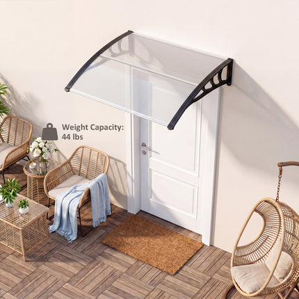 39 x 30 Inch Outdoor Front Door Window Awning Door Canopy Exterior-Black