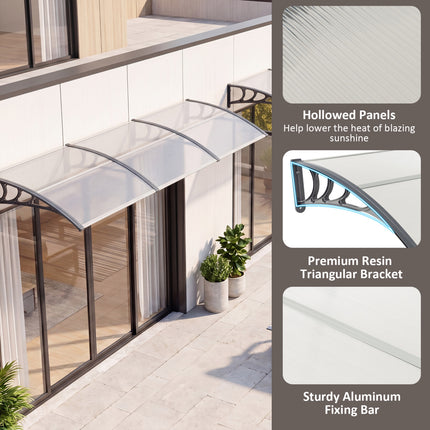 39 x 30 Inch Outdoor Front Door Window Awning Door Canopy Exterior-Gray