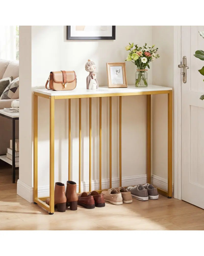 39’’Modern Console Table with Built-in Charging Station-White - White - Console Tables