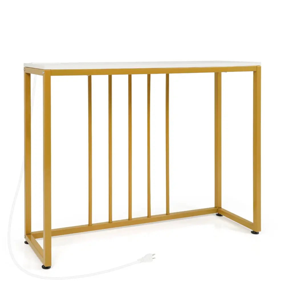 39’’Modern Console Table with Built-in Charging Station-White - White - Console Tables