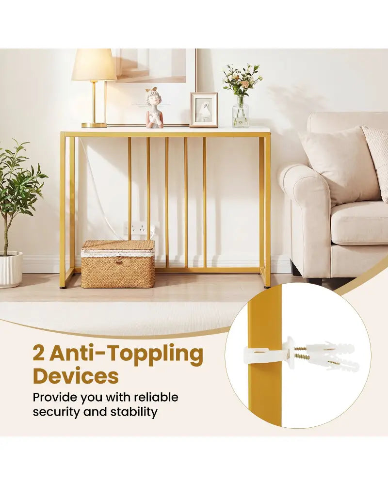 39’’Modern Console Table with Built-in Charging Station-White - White - Console Tables