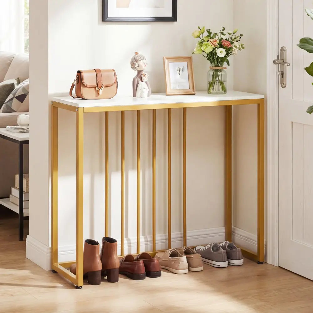 39’’Modern Console Table with Built-in Charging Station-White - White - Console Tables