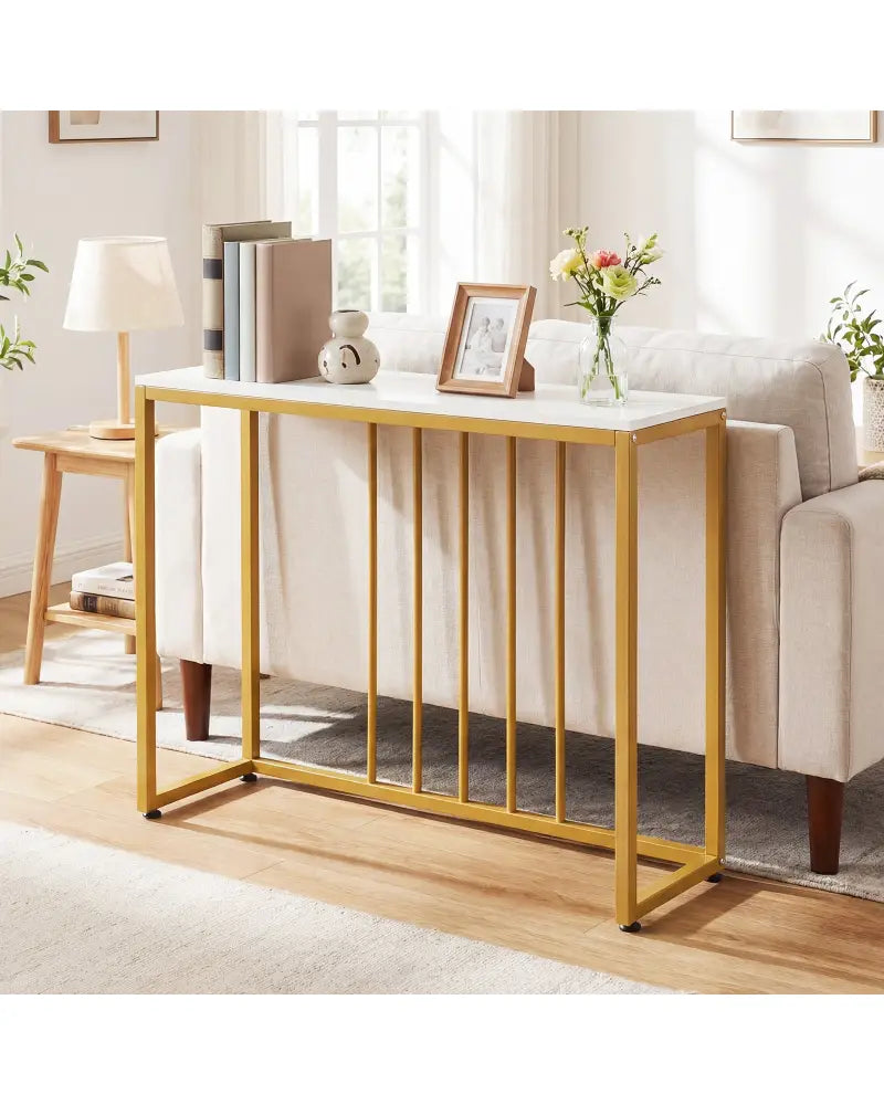 39’’Modern Console Table with Built-in Charging Station-White - White - Console Tables