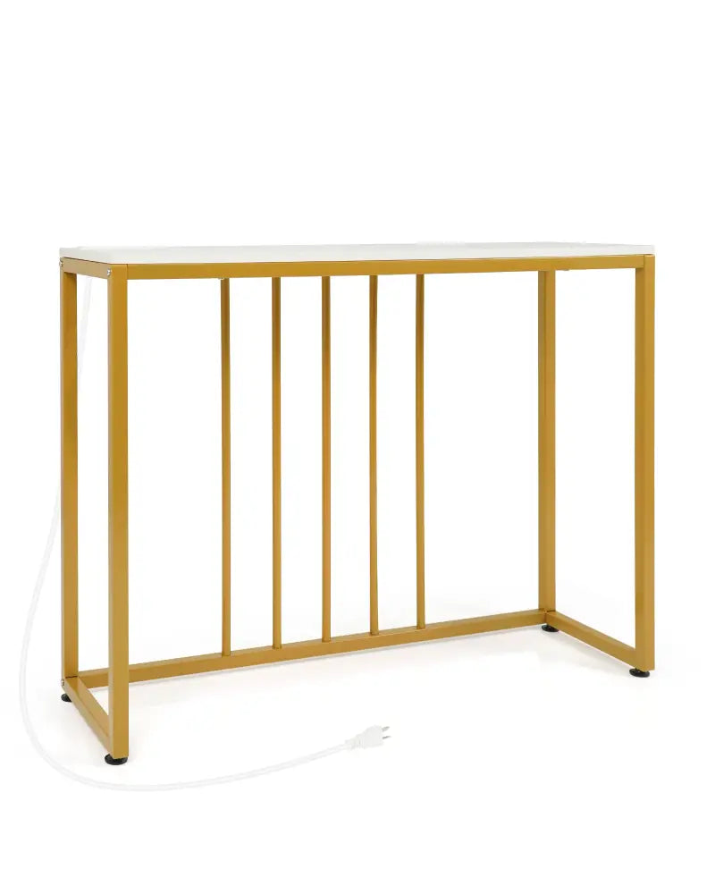 39’’Modern Console Table with Built-in Charging Station-White - White - Console Tables