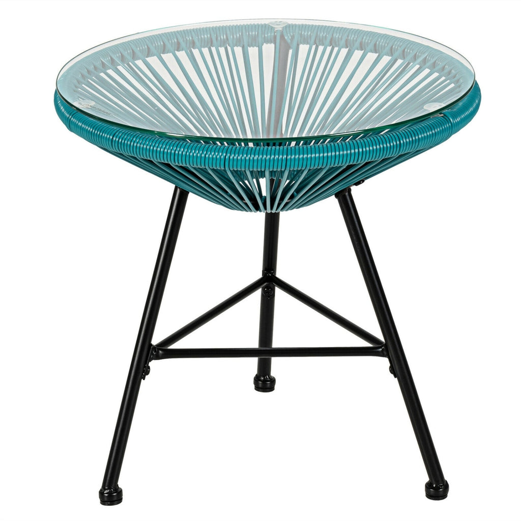 Ensemble de bistrot 3 pièces Acapulco pour patio avec table en verre - Turquoise