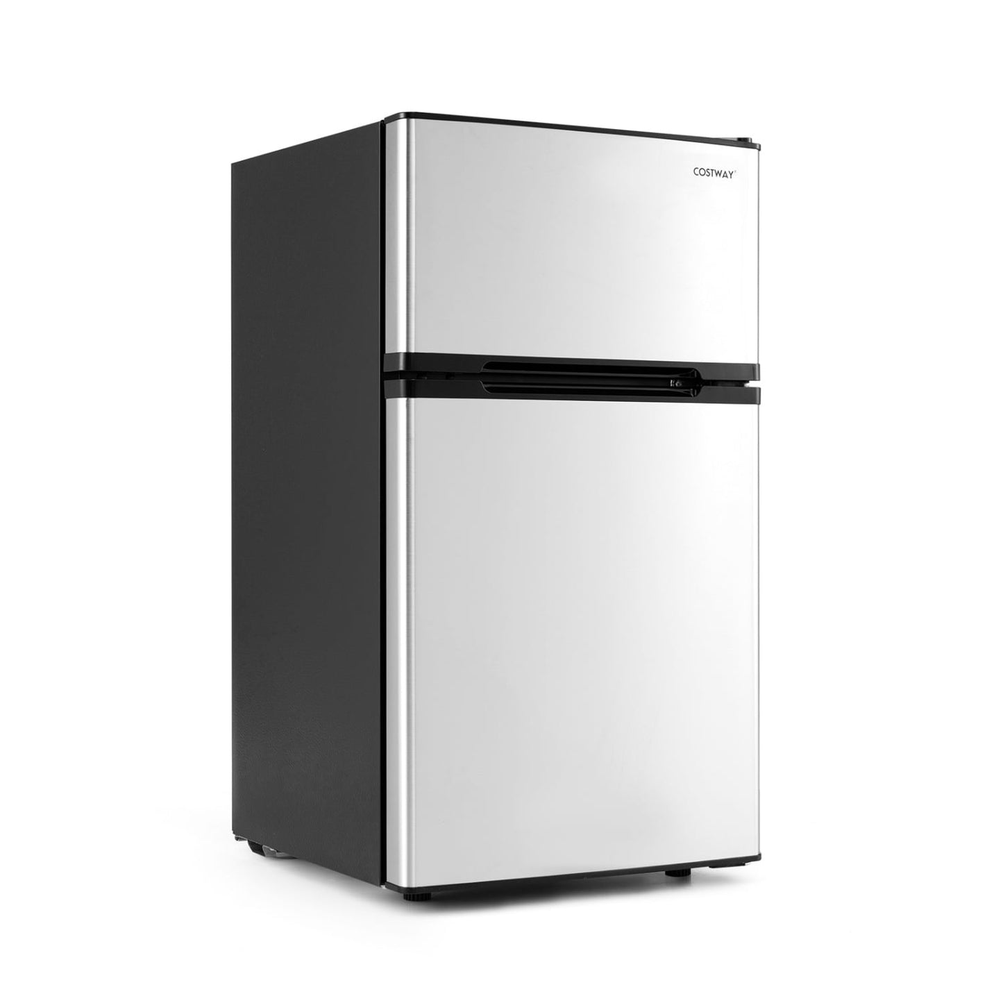 3.2 Cu.Ft Mini Fridge with Freezer Double Door Small Refrigerator with Adjustable Thermostat-Silver