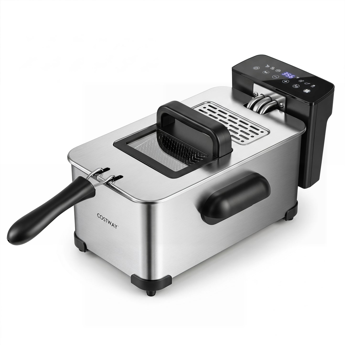 3.2-Qt Electric Deep Fryer with 1700W LED Touch Screen and Enamel Oil Tank-Silver