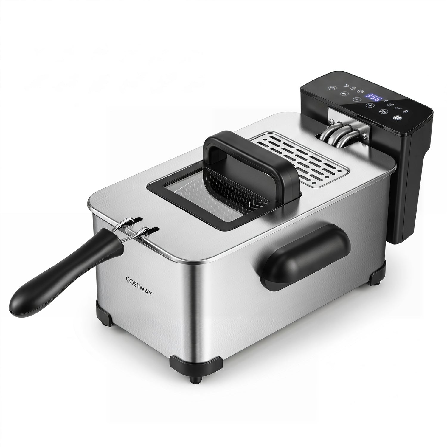 3.2-Qt Electric Deep Fryer with 1700W LED Touch Screen and Enamel Oil Tank-Silver