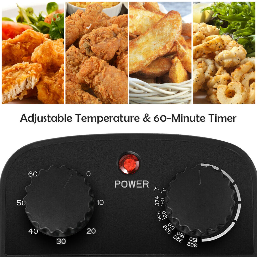 3.2 Quart Electric Stainless Steel Deep Fryer with Timer-Silver
