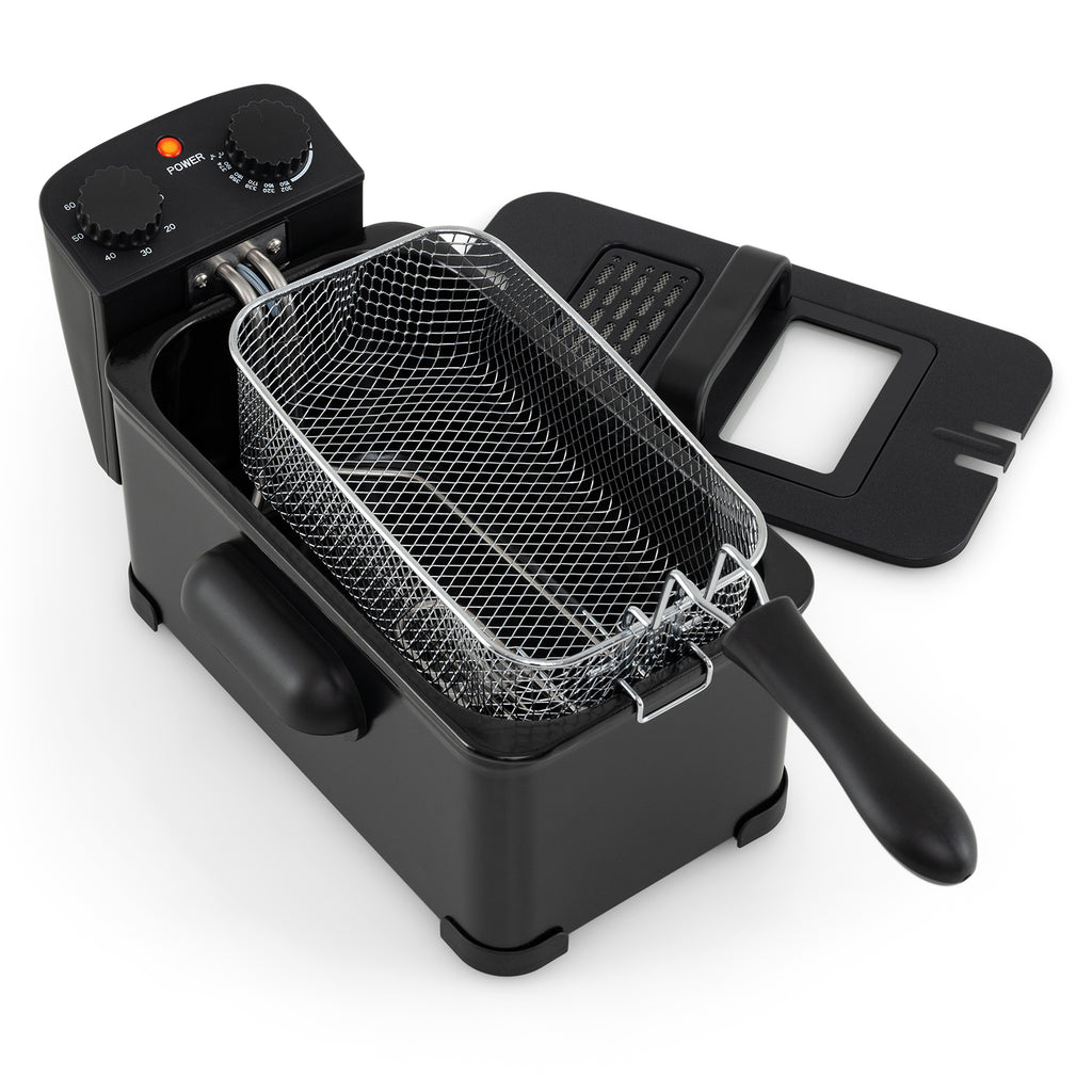 3.2 Quart Electric Stainless Steel Deep Fryer with Timer-Black