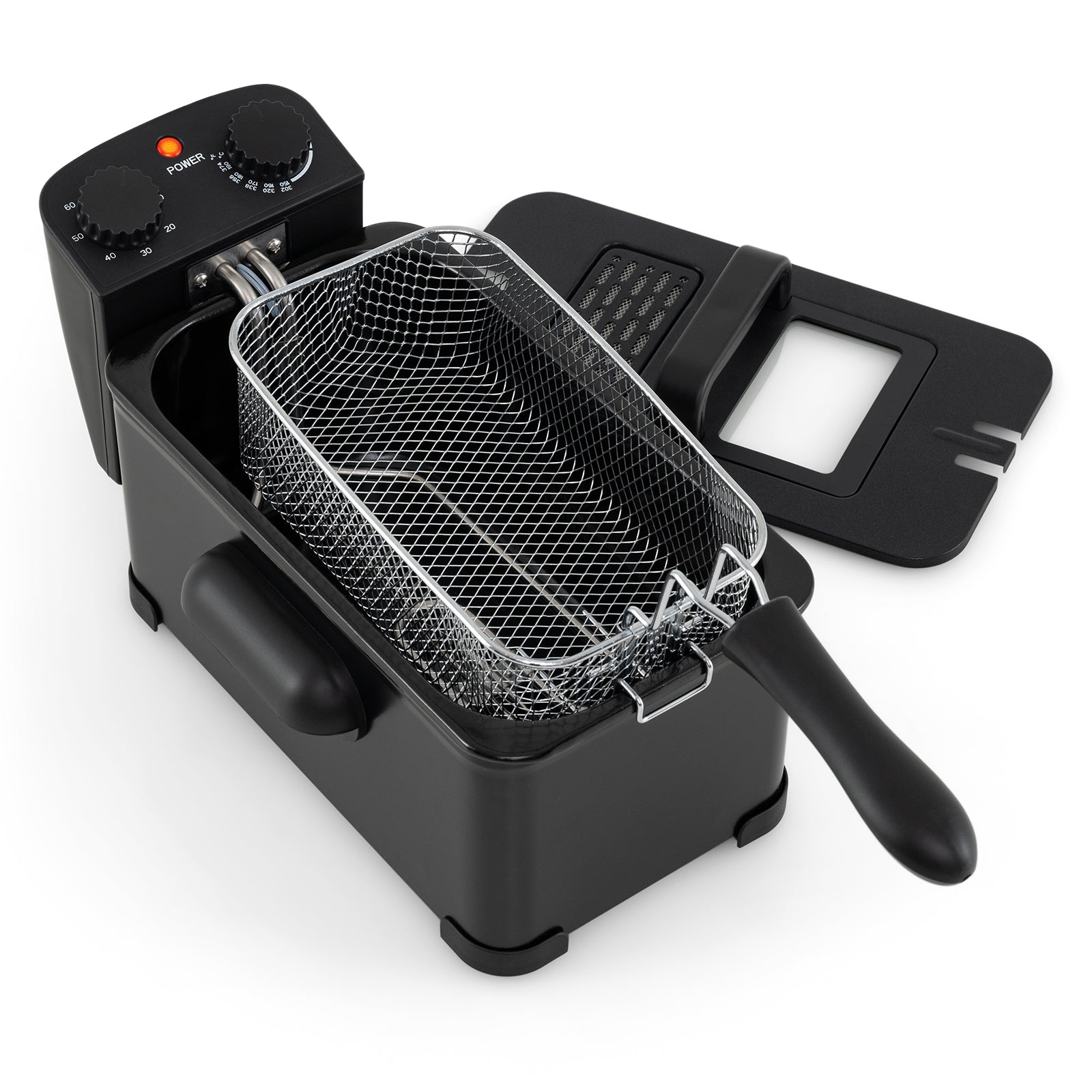3.2 Quart Electric Stainless Steel Deep Fryer with Timer-Black