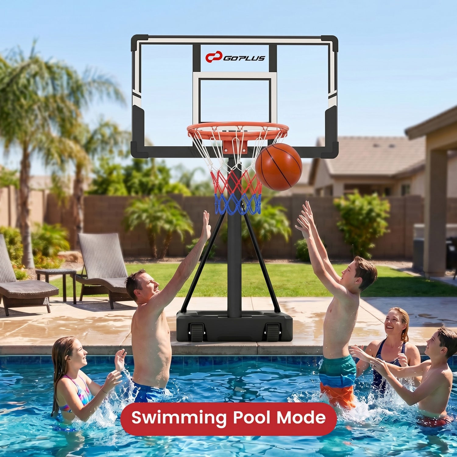 3.3-10 Feet Portable Basketball Hoop Adjustable with Base and Wheels