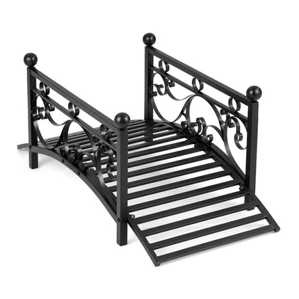 3.3 ft Garden Metal Bridge with Dual Patterned Side Rails