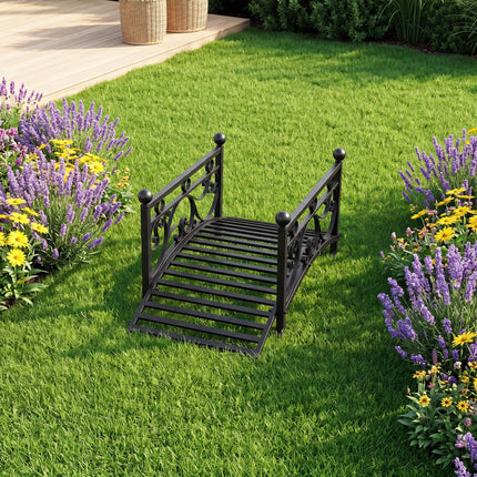 3.3 ft Garden Metal Bridge with Dual Patterned Side Rails