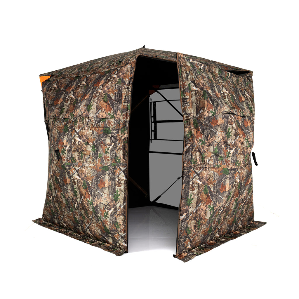 3-4 Person Hunting Blind 270° See-Through Pop-up Ground Blind with Full-Open Swing Door
