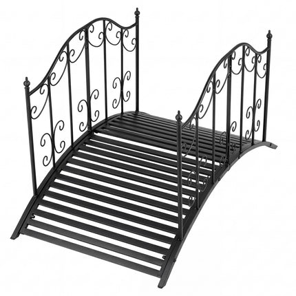 3.9 ft Garden Metal Bridge with Dual Patterned Side Rails