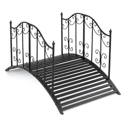 3.9 ft Garden Metal Bridge with Dual Patterned Side Rails