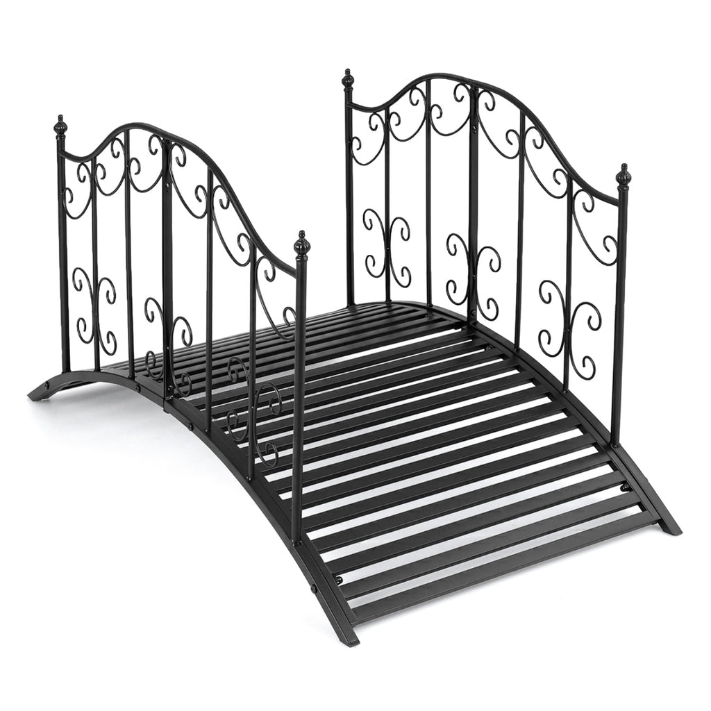 3.9 ft Garden Metal Bridge with Dual Patterned Side Rails