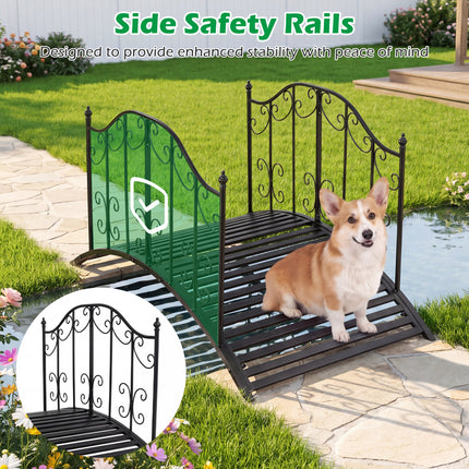 3.9 ft Garden Metal Bridge with Dual Patterned Side Rails