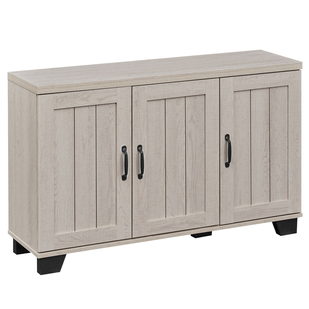 3-Door Buffet Sideboard with Adjustable Shelves and Anti-Tipping Kits-White Wash