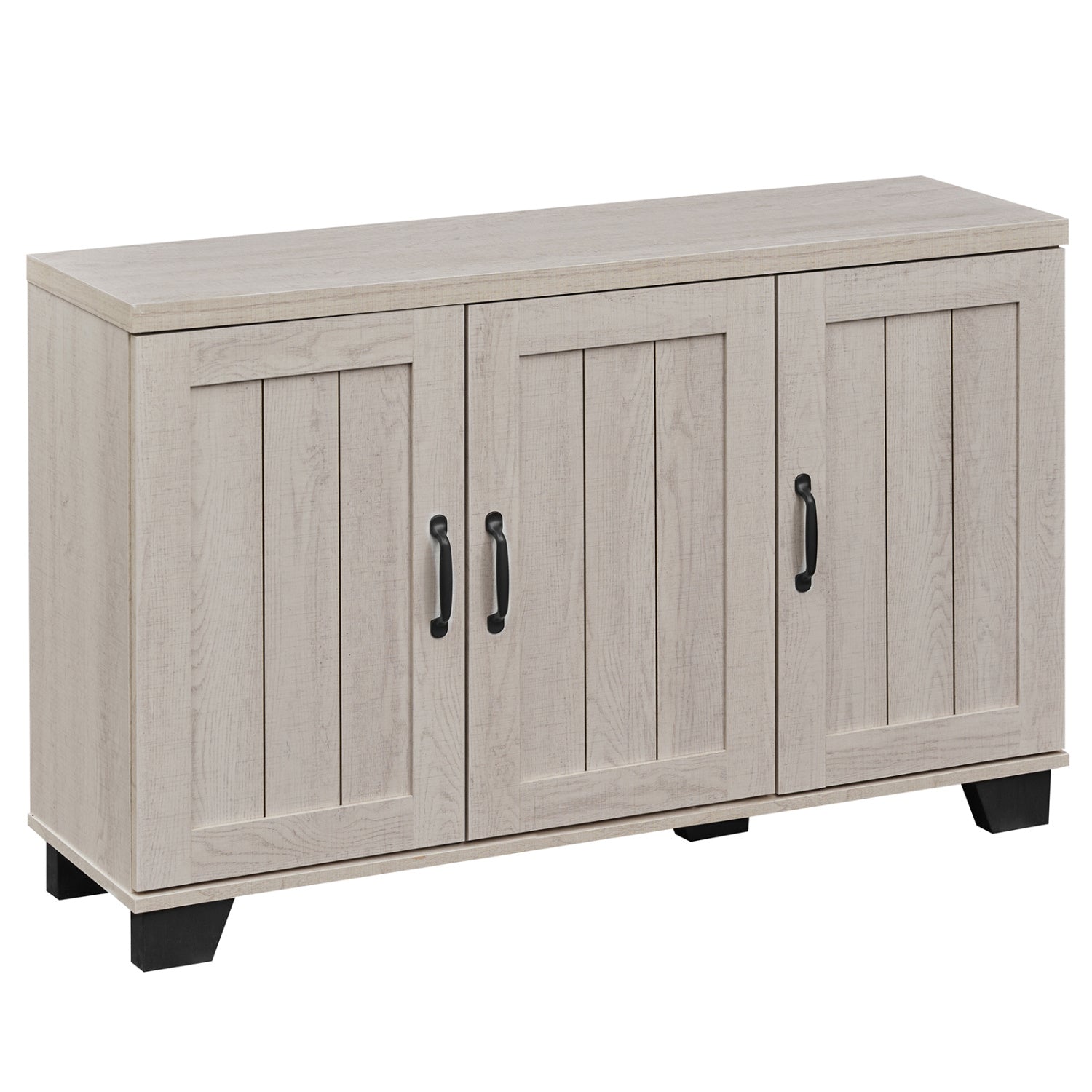3-Door Buffet Sideboard with Adjustable Shelves and Anti-Tipping Kits-White Wash