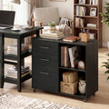 3-Drawer Mobile Lateral File Cabinet Printer Stand-Black