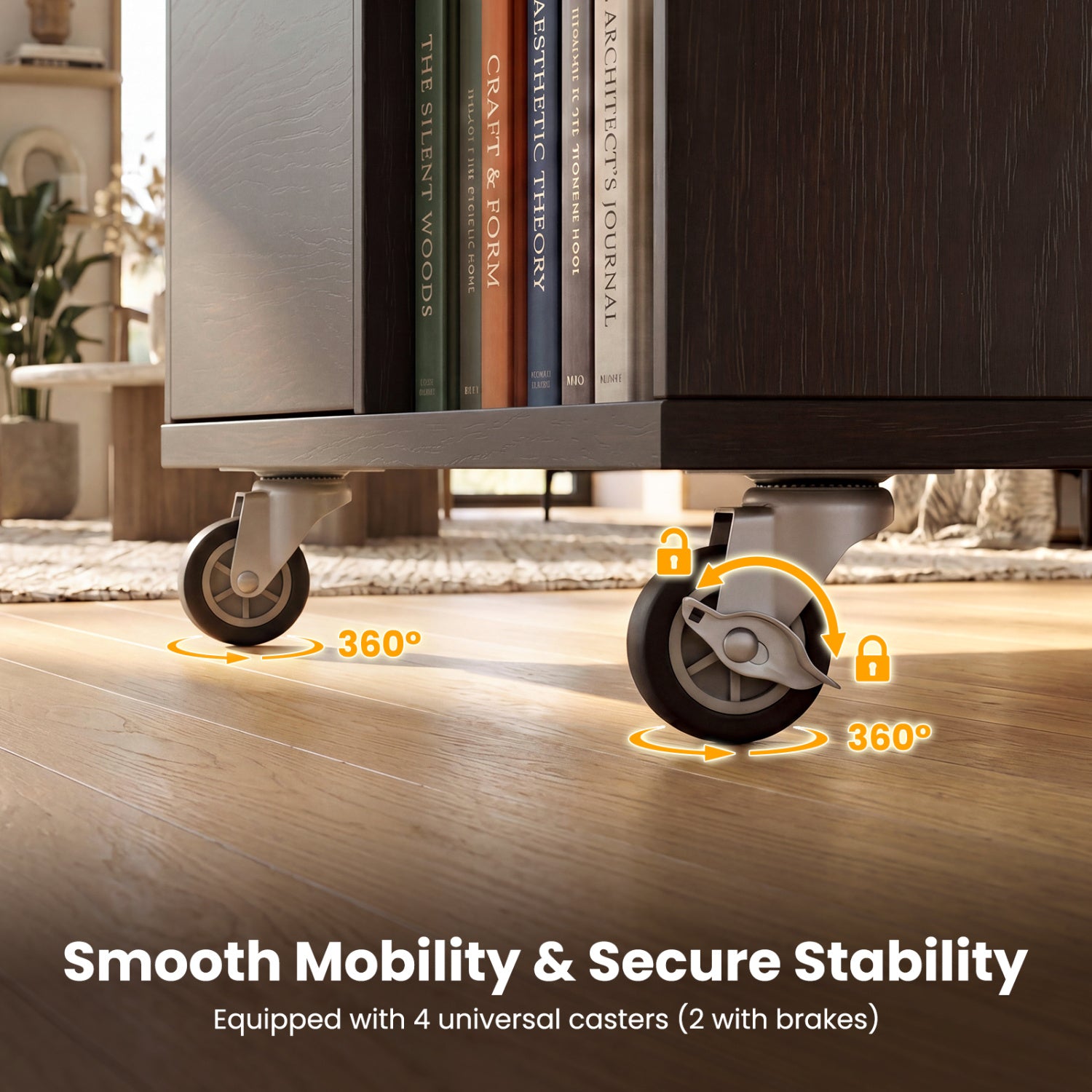 3-Drawer Mobile Lateral File Cabinet Printer Stand-Espresso