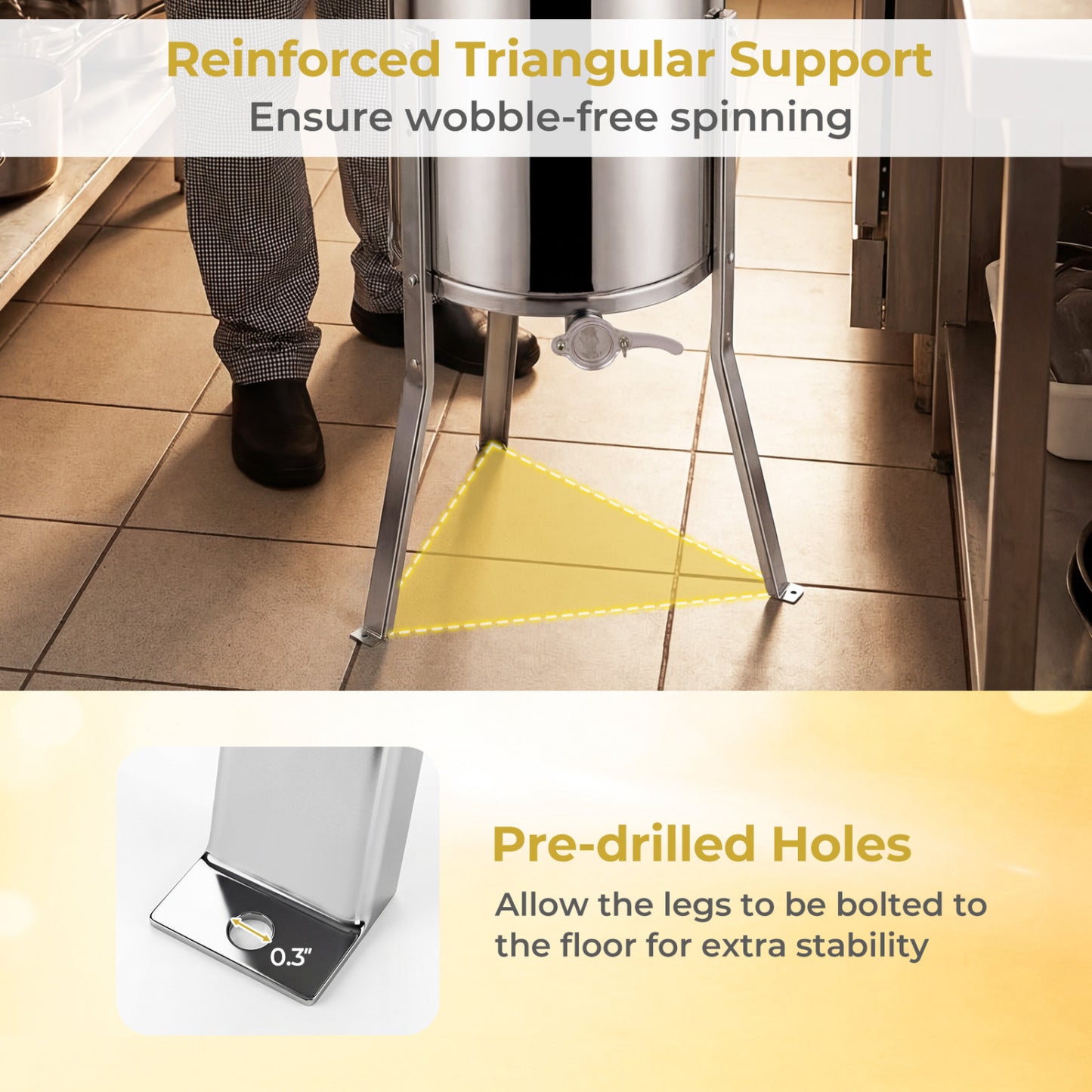 3 Frame Manual Honey Extractor with Bottom Gravity Flow Gate and Clear Lid for Home Apiary