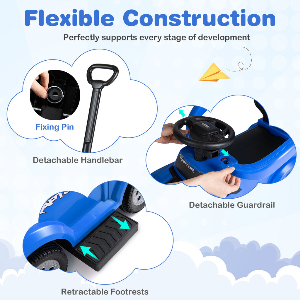 3-In-1 Licensed Ford Push Car for Toddlers-Blue