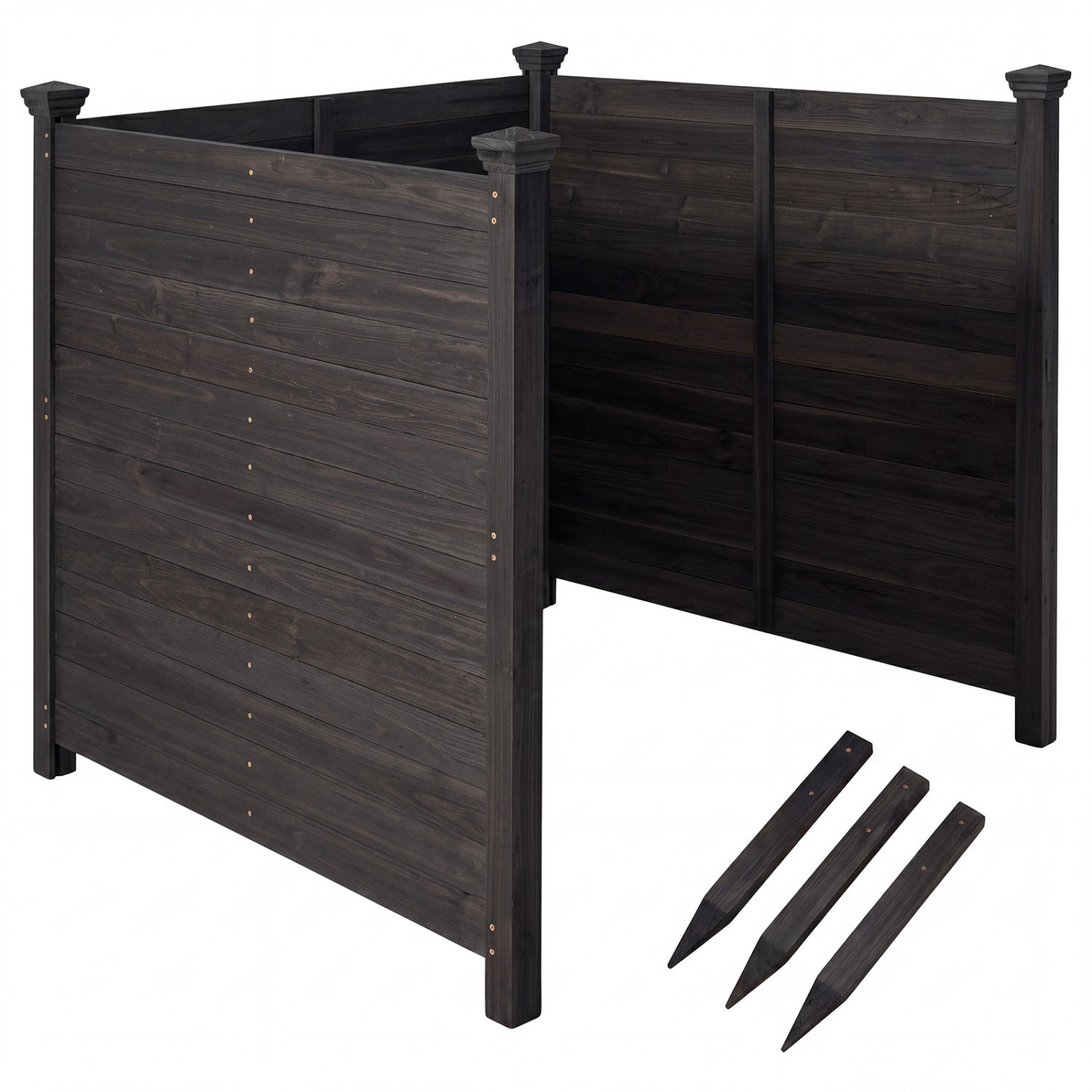 3-Panel Outdoor Privacy Air Conditioner Fence for Outside-Black