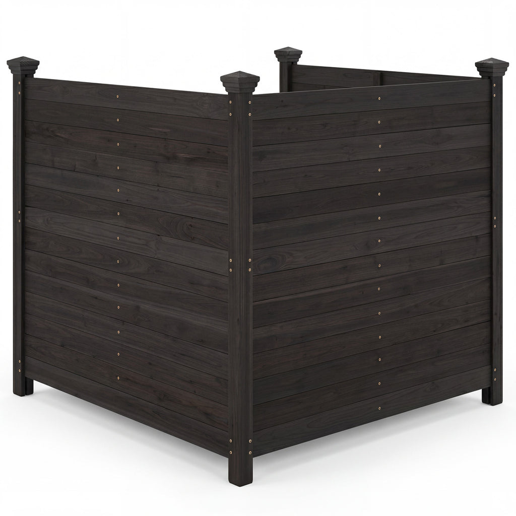 3-Panel Outdoor Privacy Air Conditioner Fence for Outside-Black