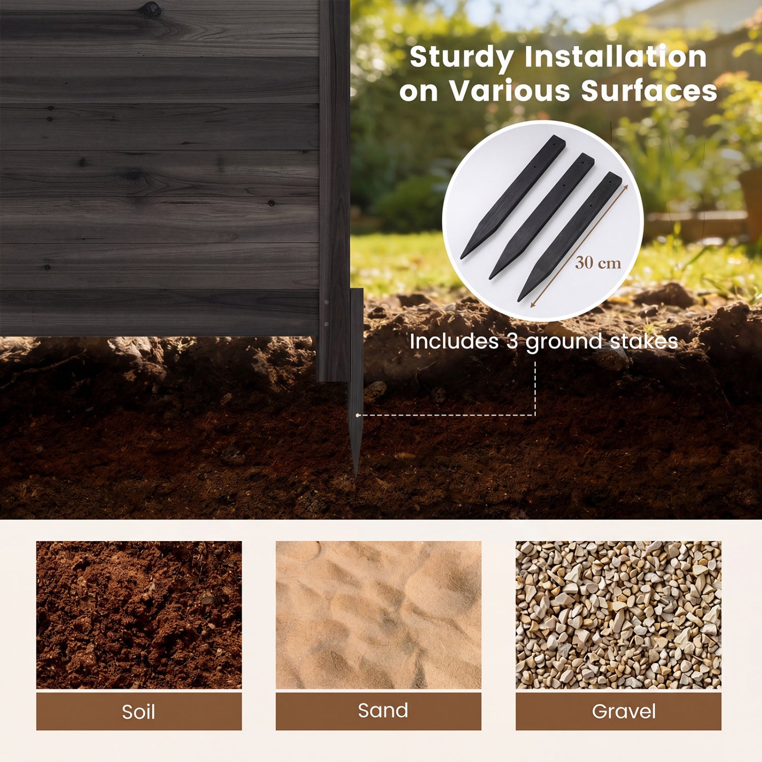 3-Panel Outdoor Privacy Air Conditioner Fence for Outside-Black