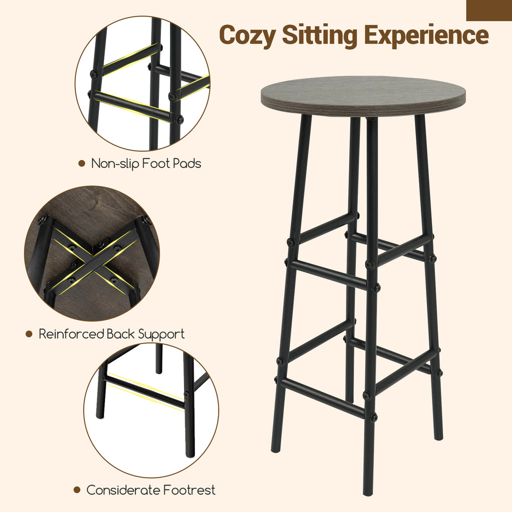 3 Piece Bar Table and Chairs Set with 6-Bottle Wine Rack-Oak