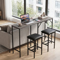 3-Piece Convertible L-Shaped Kitchen Table Chair Set with 2 AC Outlets  USB Port and Type-C Port-Gray