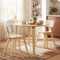 3 Piece Dining Table Set with 2 Padded Dining Chairs and Rubber Wood Table-Natural
