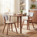 3 Piece Dining Table Set with 2 Padded Dining Chairs and Rubber Wood Table-Walnut & Gray