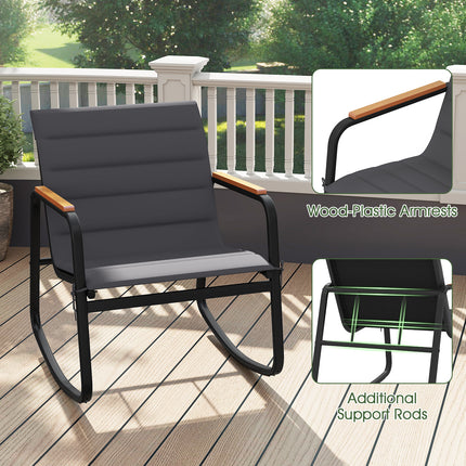 3 Piece Outdoor Rocking Bistro Set Porch Rocker Chairs-Gray