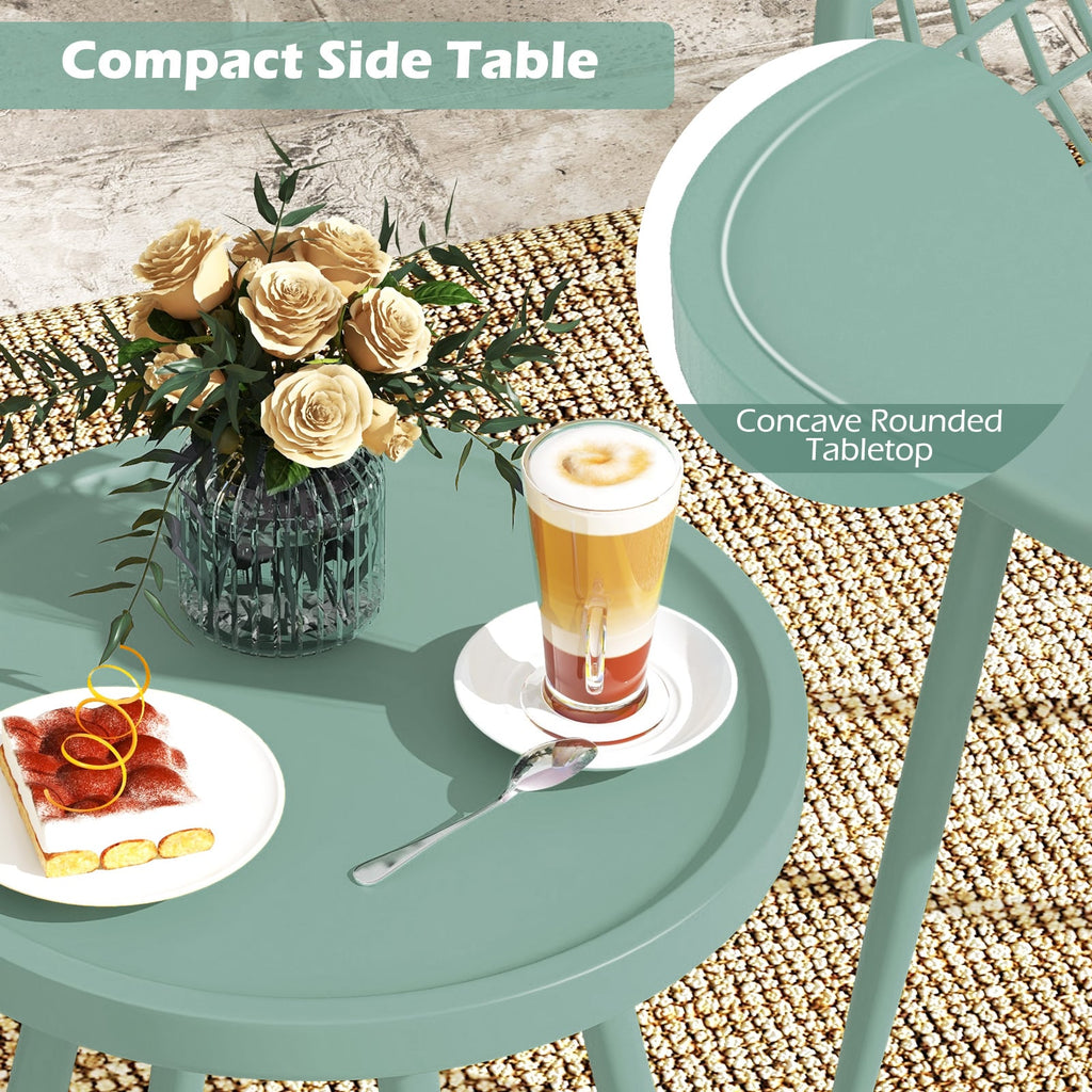 Ensemble de 3 chaises de patio avec sièges et plateau de table en PP pour porche-Vert
