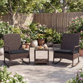 3 Piece Patio Rocking Bistro Set with 2-Tier Table-Black