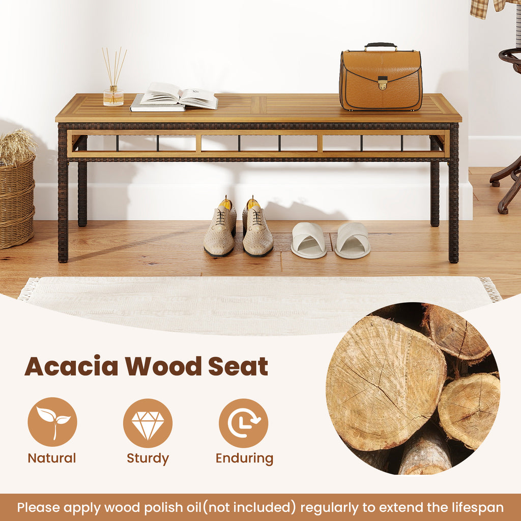 Ensemble de salle à manger de patio 3 pièces en bois d'acacia pour terrasse et jardin