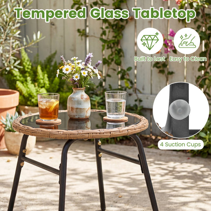 3 Pieces Outdoor Patio Furniture Set with Soft Cushions-White