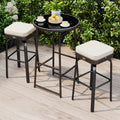3 Pieces Outdoor Swivel Bar Set PE Rattan Bar Height Table with 2 Chairs-White